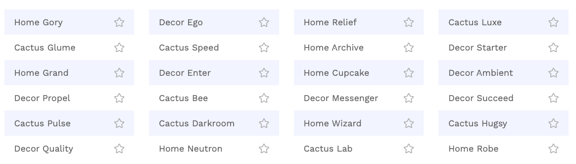 Business name generator example listing