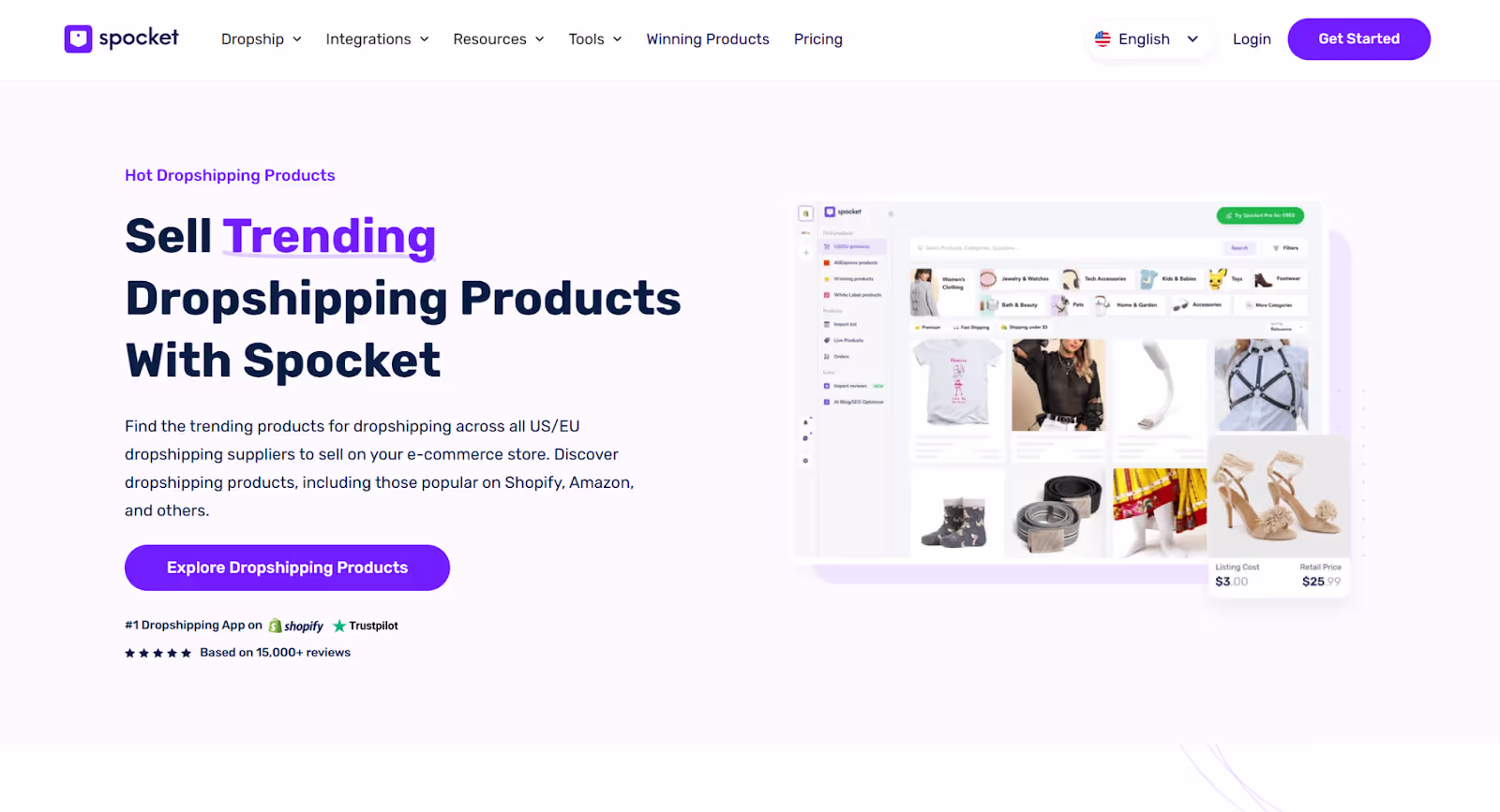 Spocket offers all kinds of dropshipping products