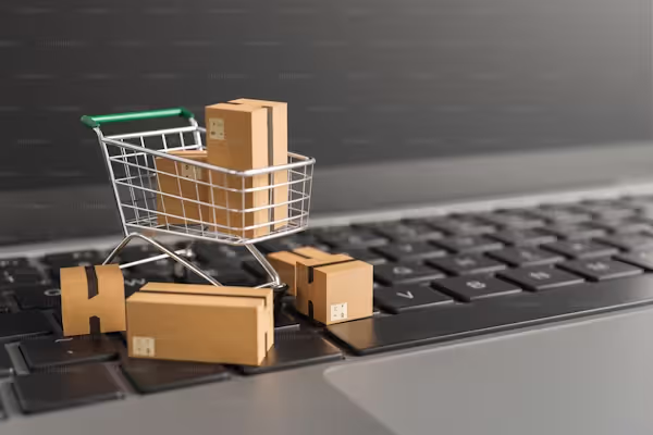 representação pictórica de um carrinho de compras com caixas