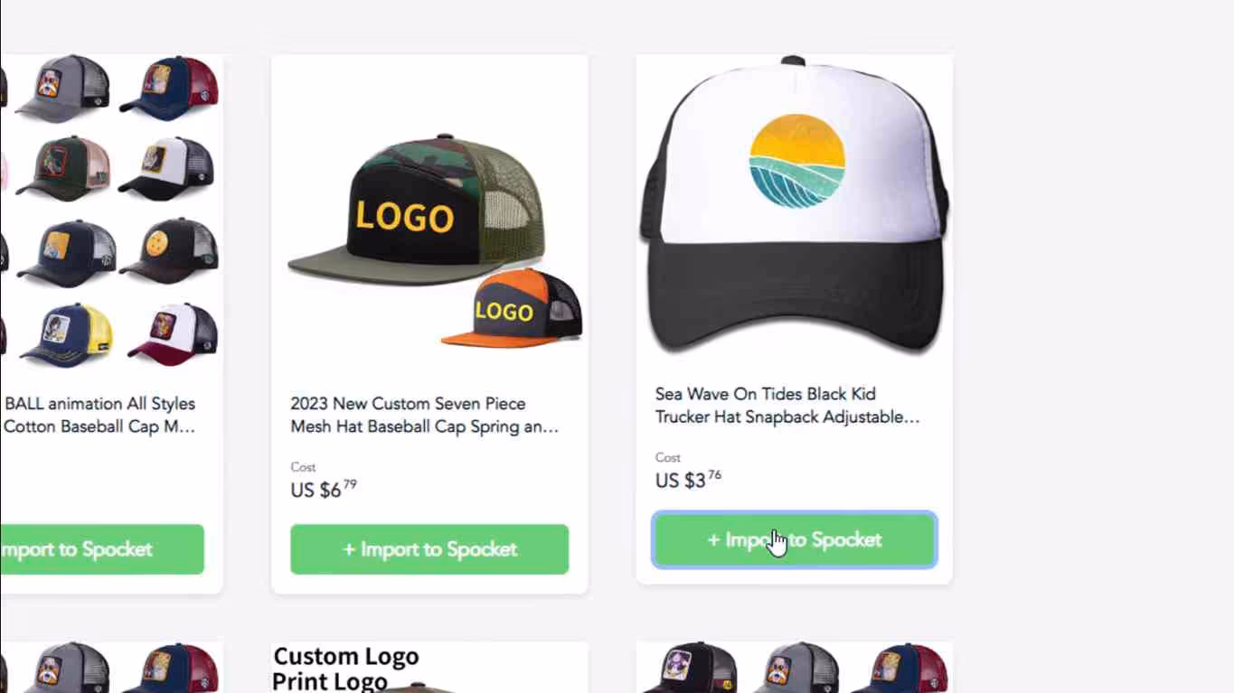 Listas de importación de Spocket