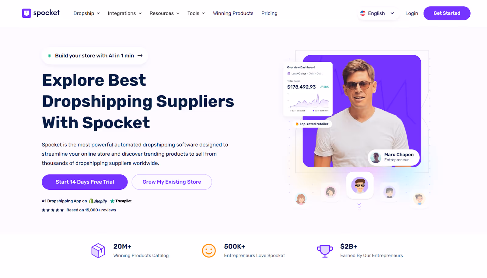 Spocket integra una amplia gama de proveedores