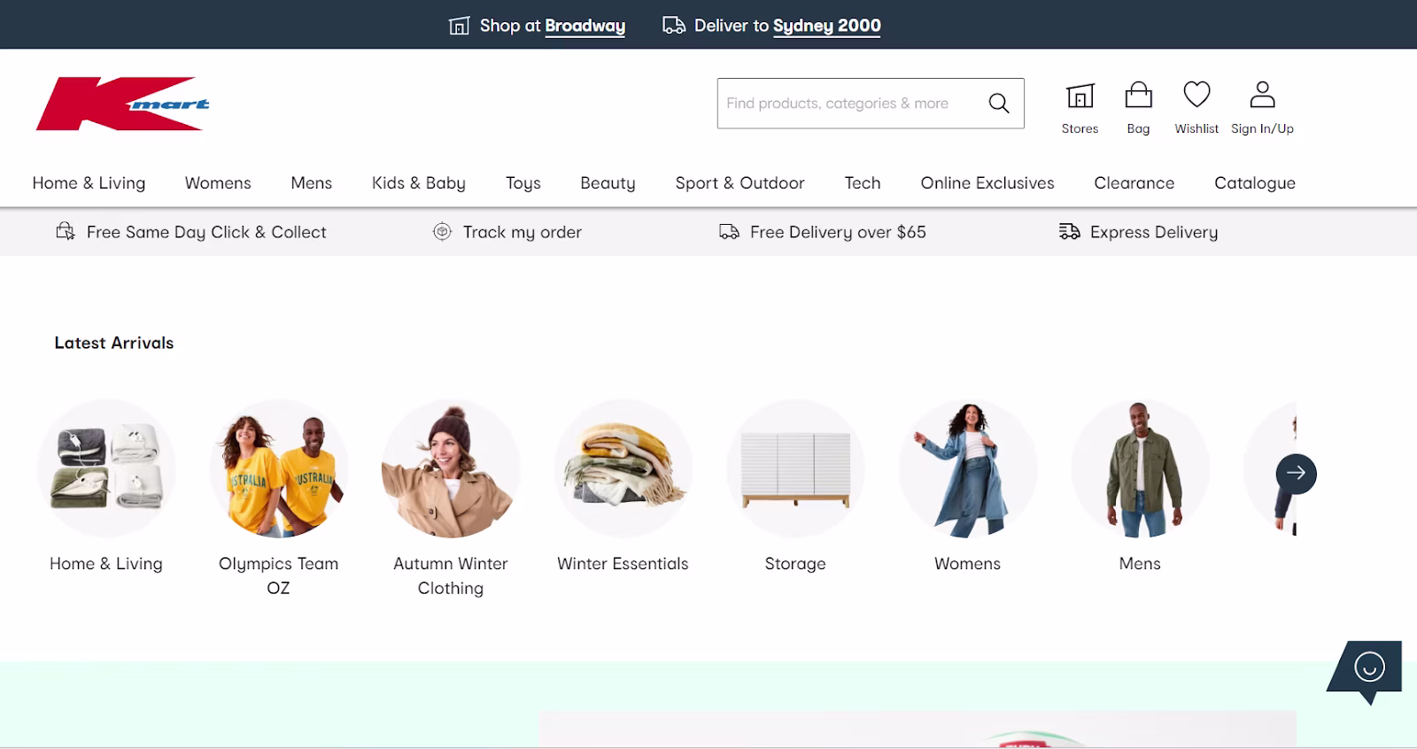 Sitio de compras de KMart Australia
