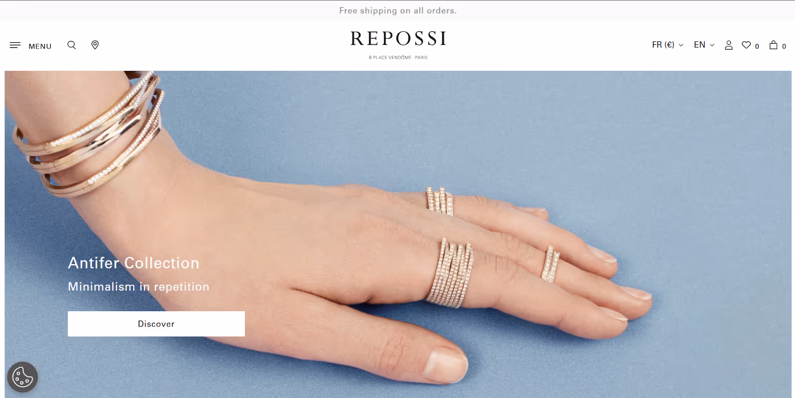 Screenshot der Website von Repossi