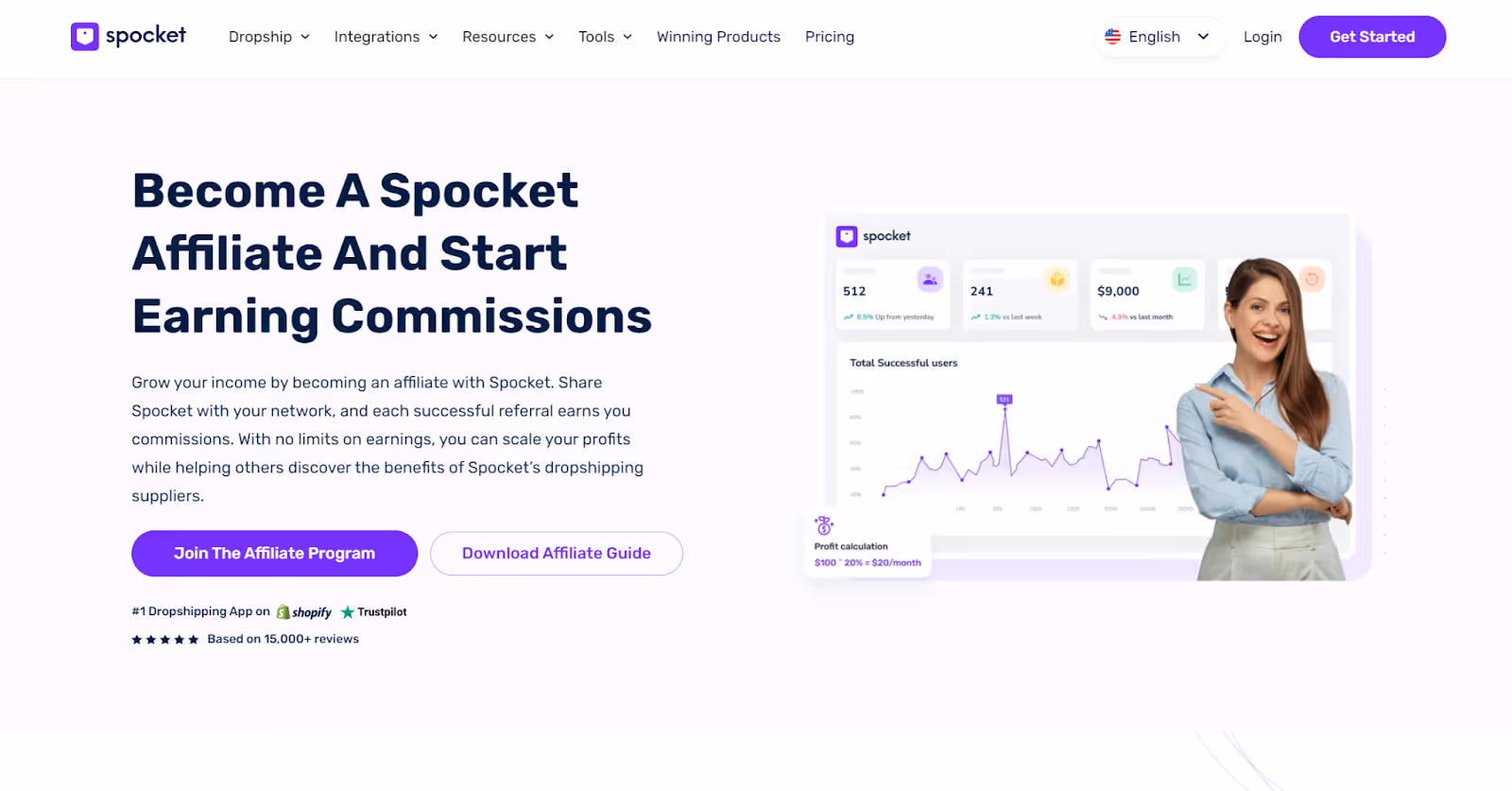 Spockets oferece integrações para ingressar em seu programa de afiliados gratuito