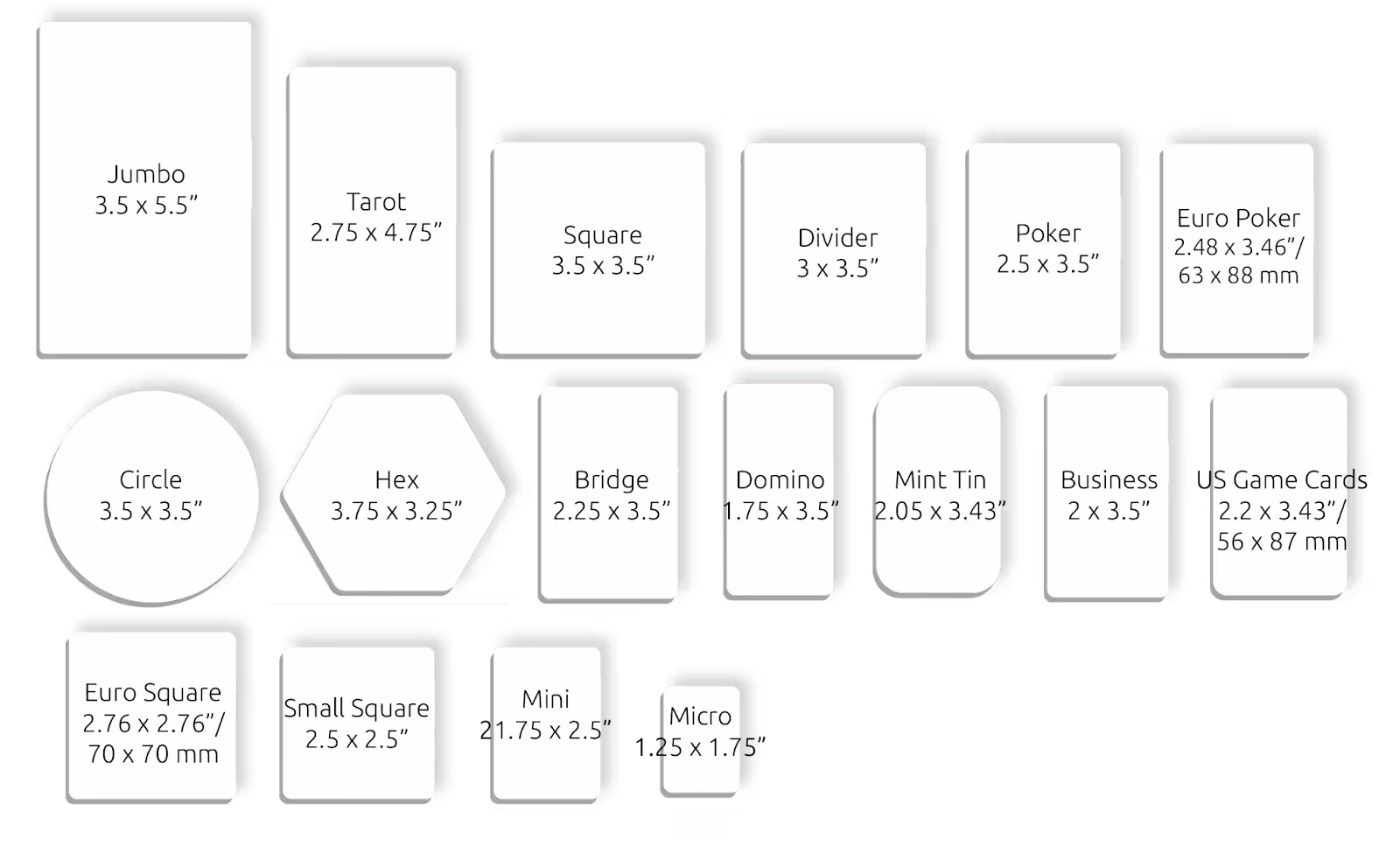 card sizes