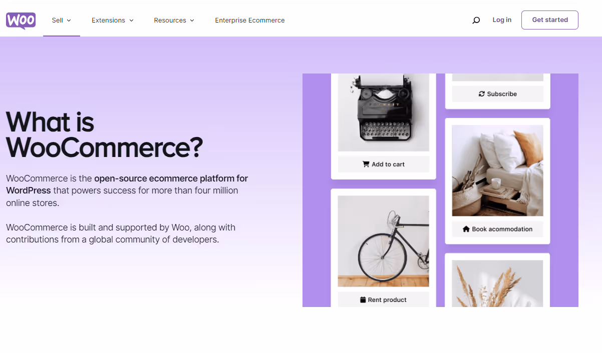 Página inicial do WooCommerce