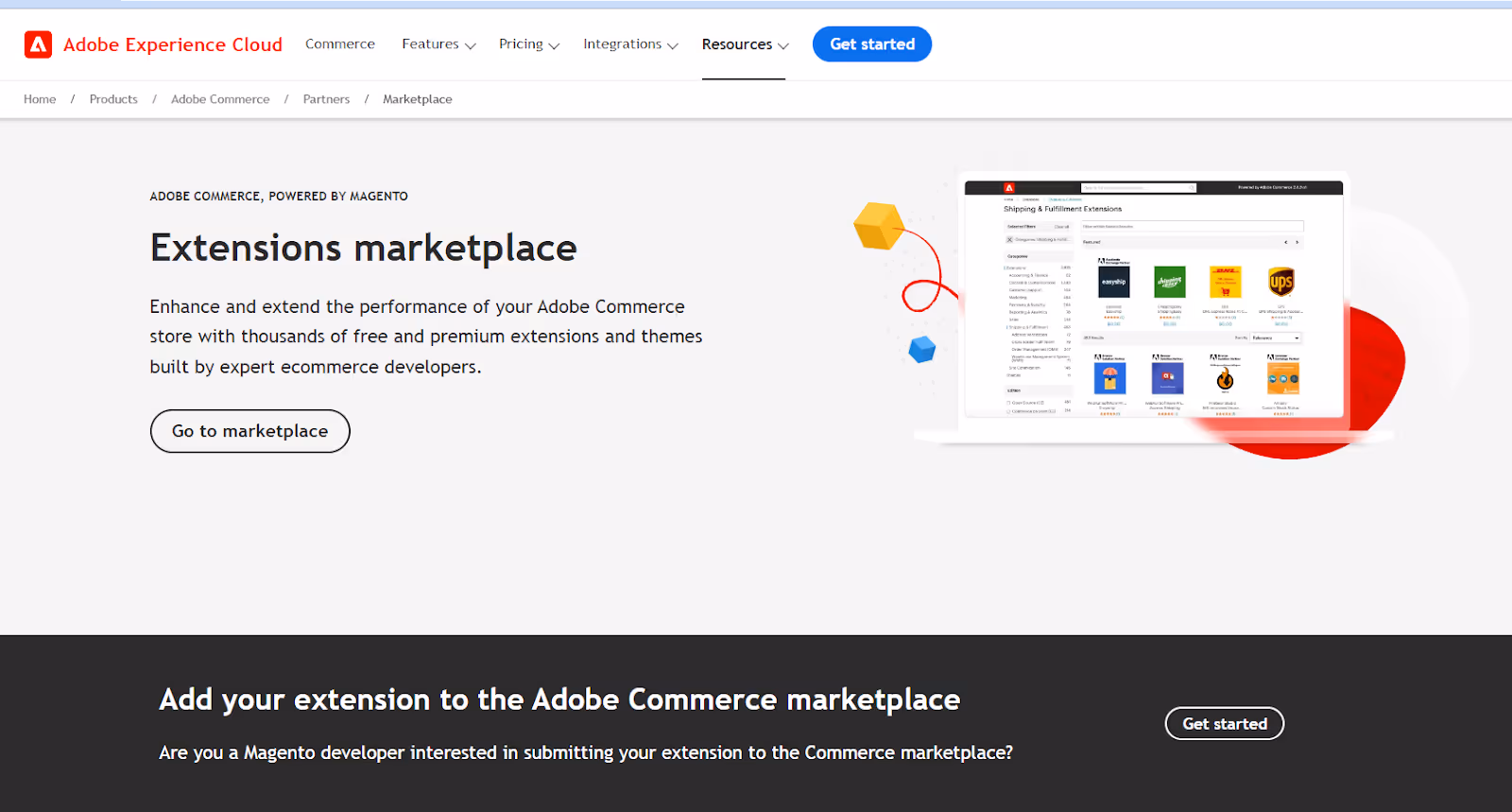 Extensões de comércio da Adobe