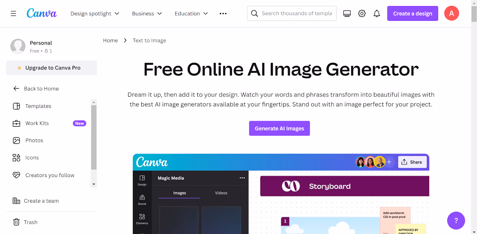 Canva AI Generator
