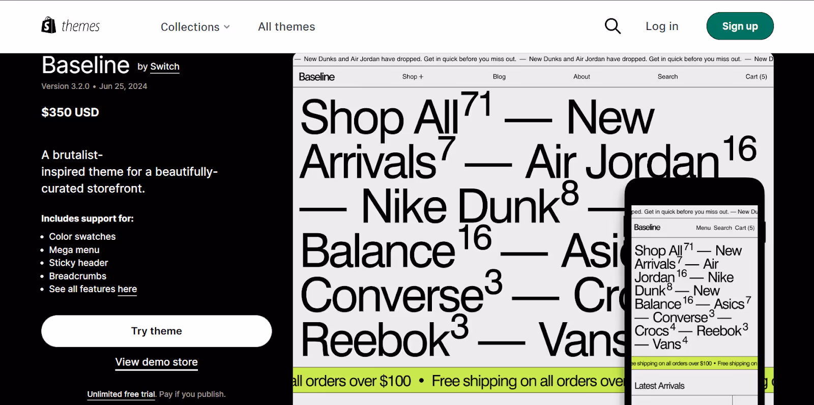 Tema Baseline para Shopify