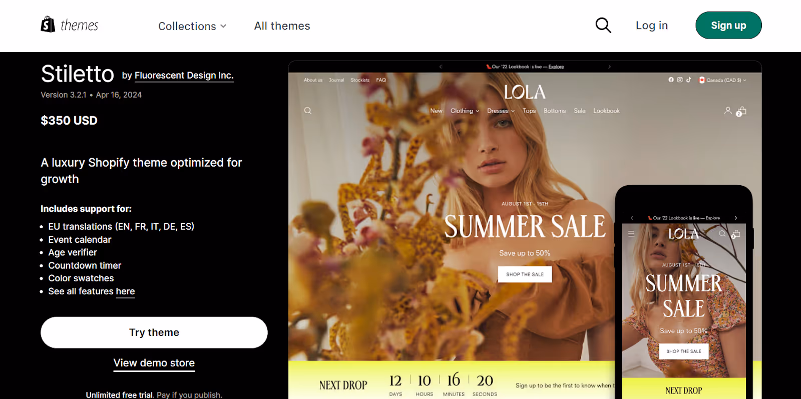 Tema premium Stiletto para Shopify