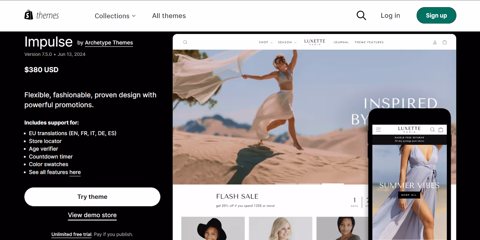 Impulse popular Shopify theme