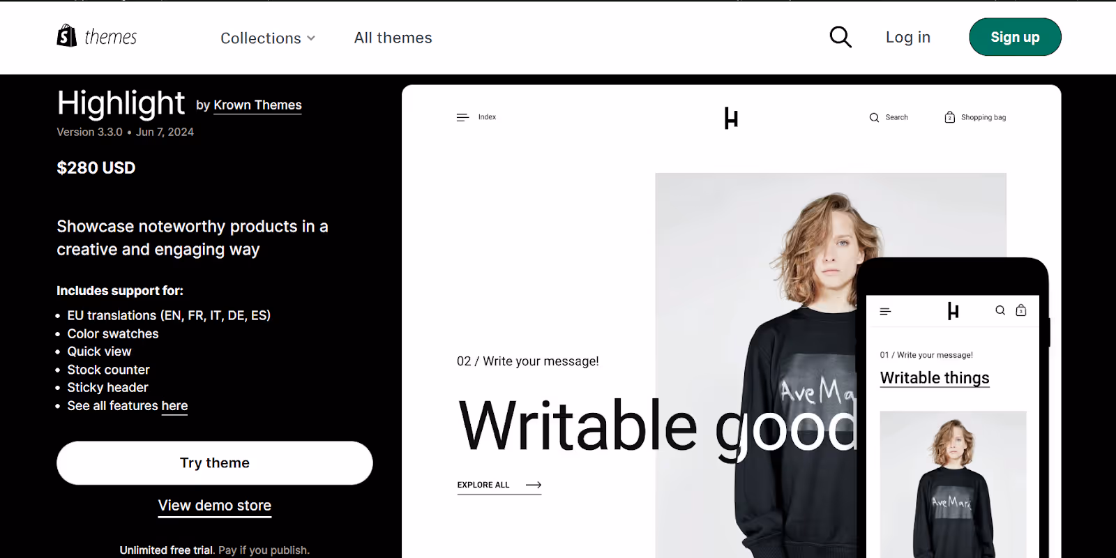 Tema Highlight para Shopify