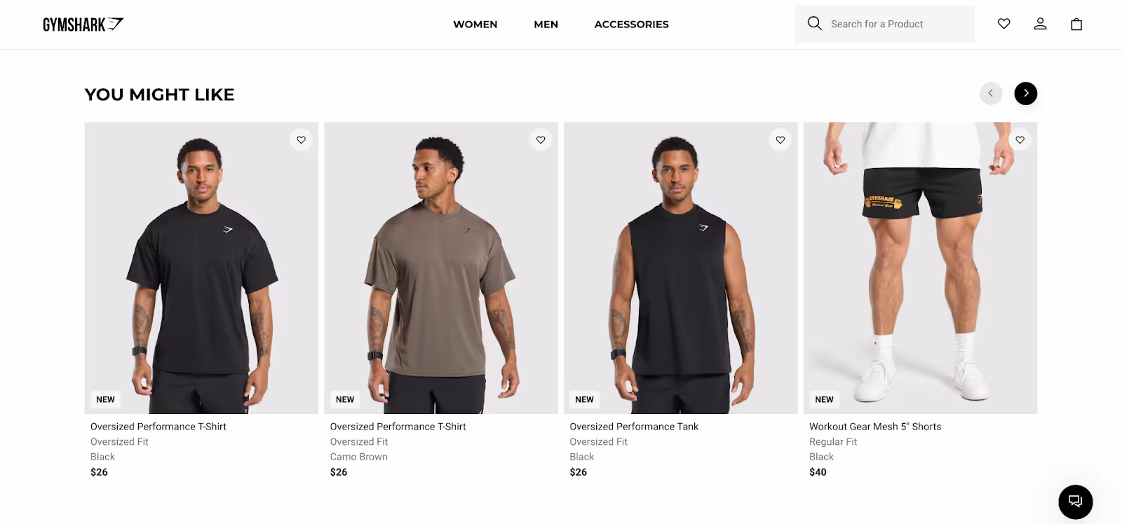 GYMSHARK Products Lists