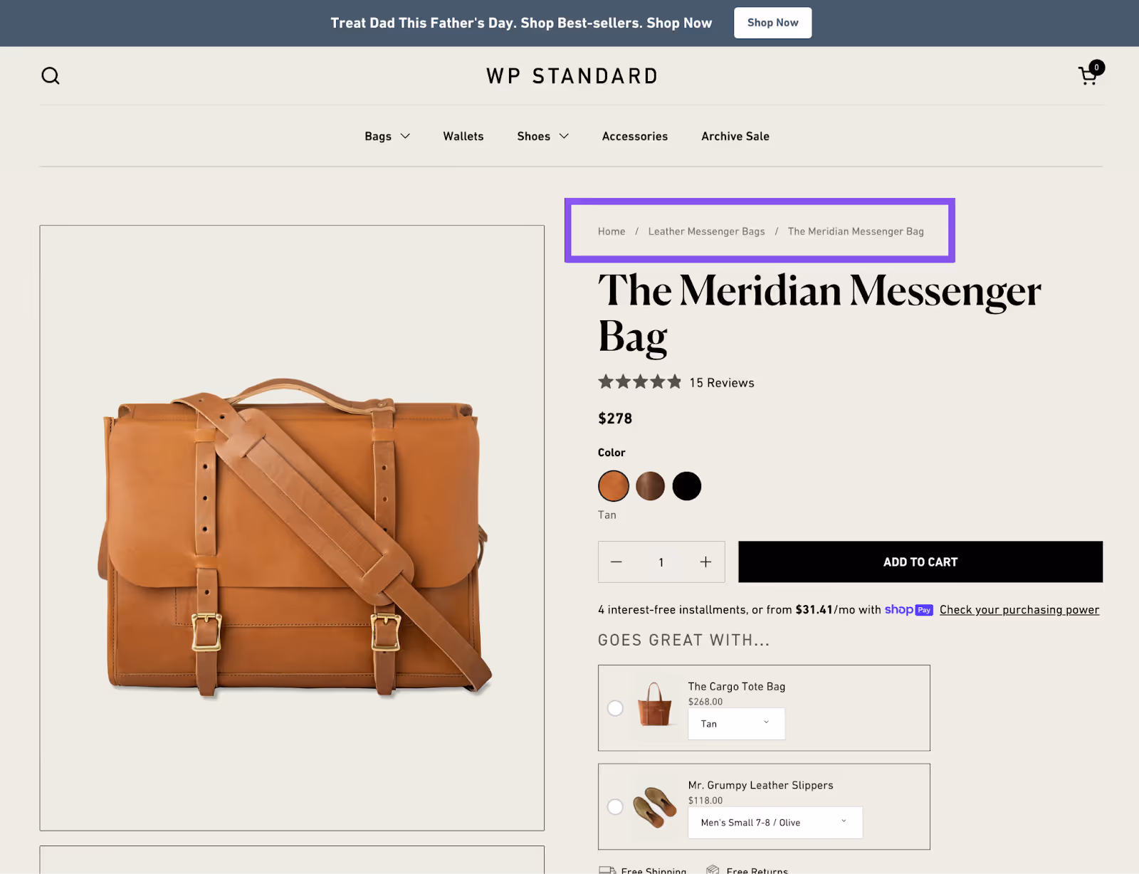 Wp Standard Breadcrumb Example