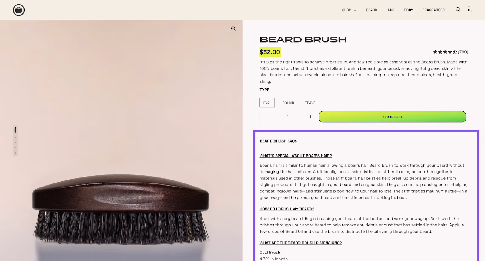 Beard Brush Product Page