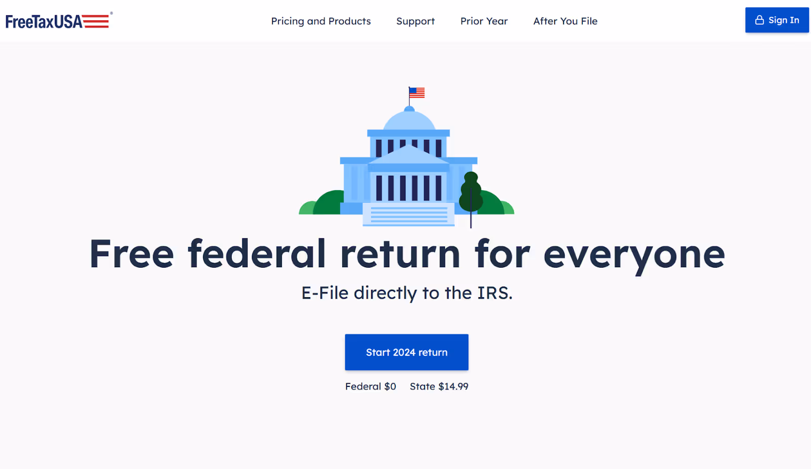 Schermata del sito web di FreeTaxUSA