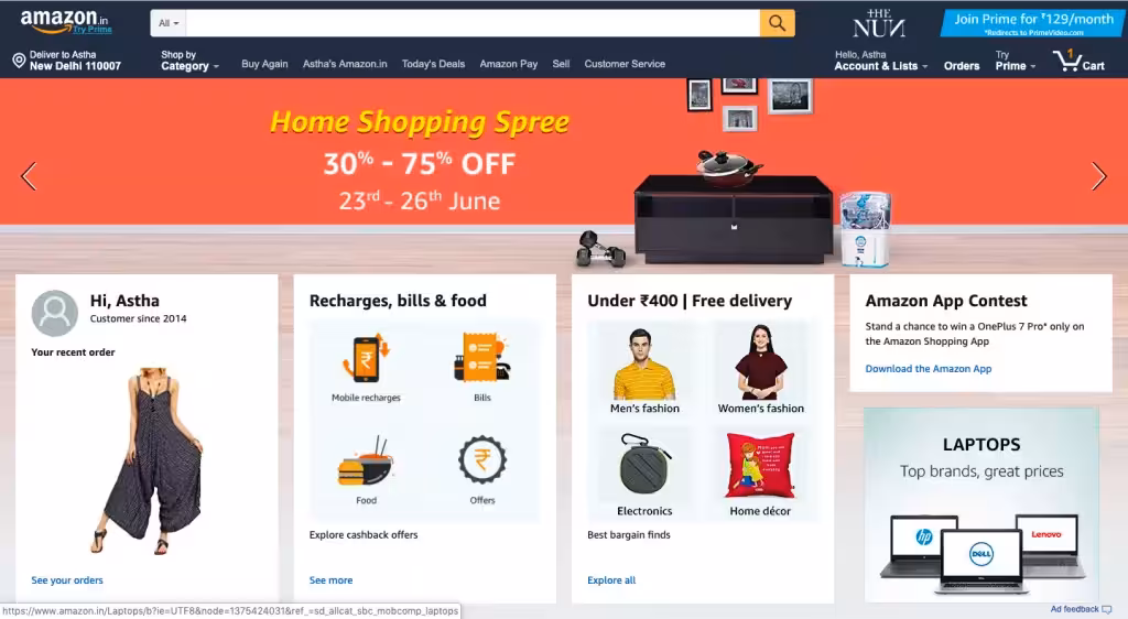 Amazon’s Personalized Shopping Experiences