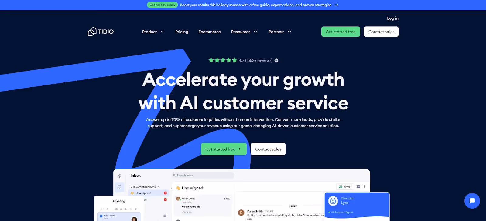 Tidio AI Chatbot para comércio eletrônico