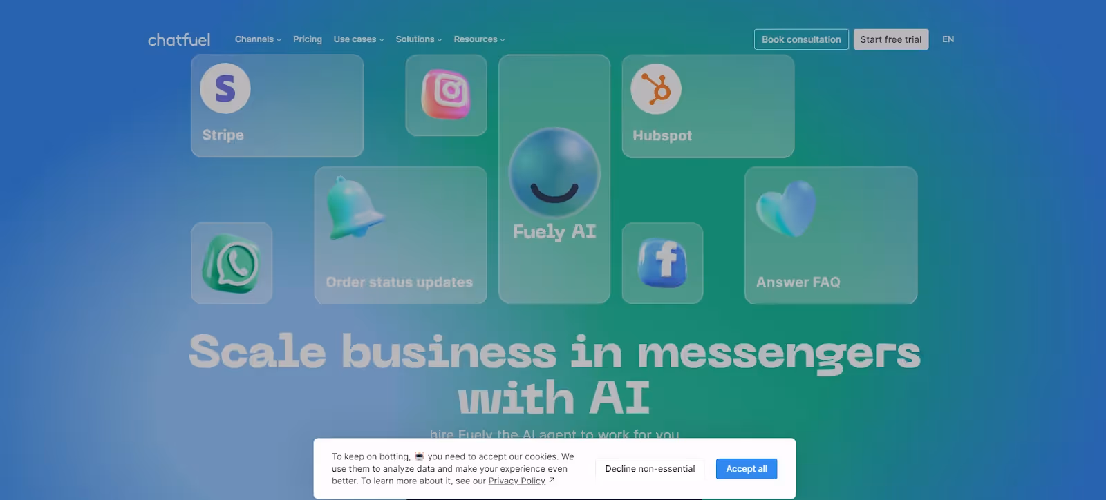 Chatbot de comércio eletrônico Chatfuel AI
