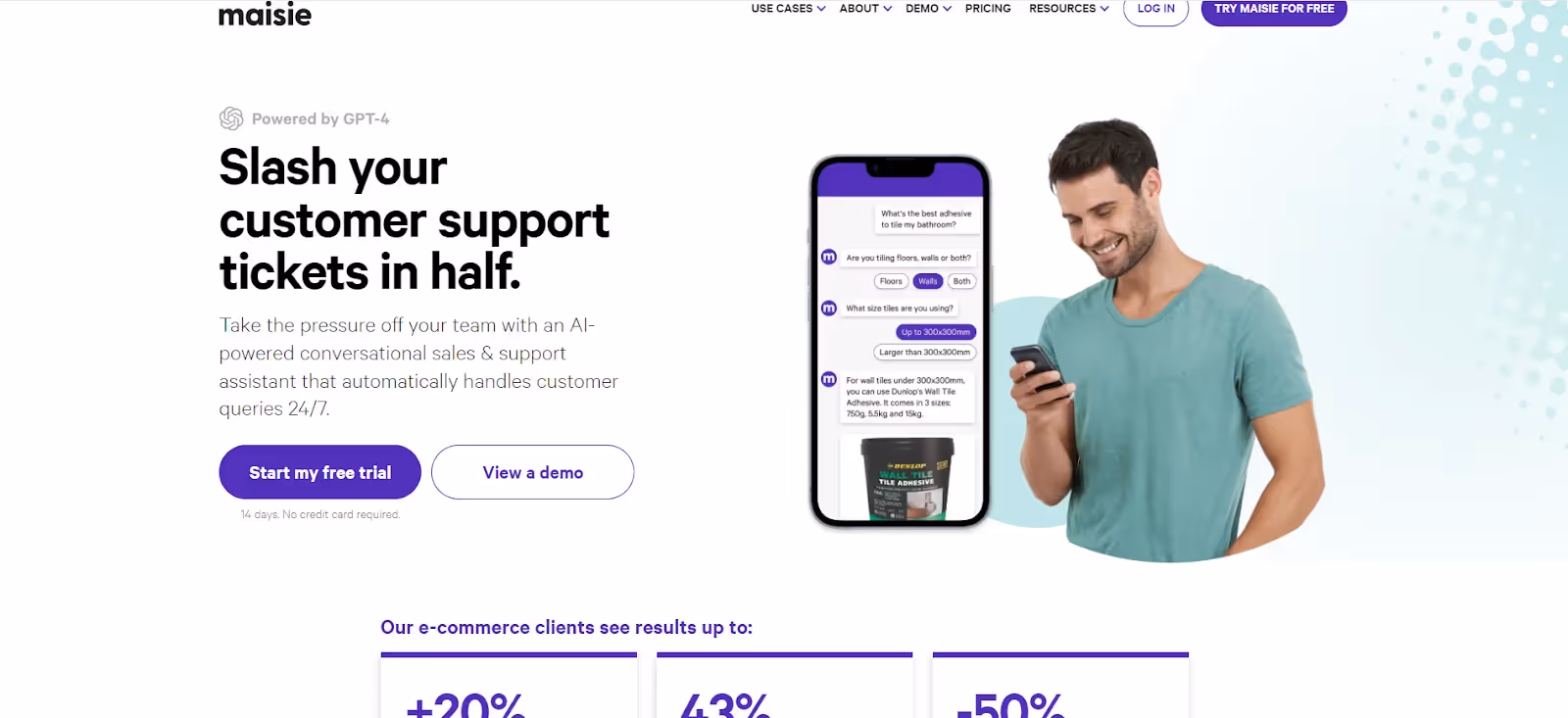 Chatbot de comércio eletrônico Maisie AI