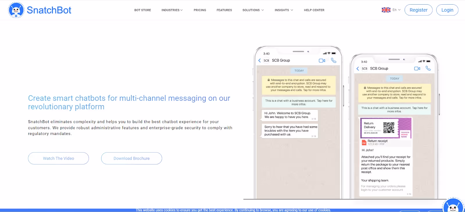 Chatbot de comércio eletrônico SnatchBot