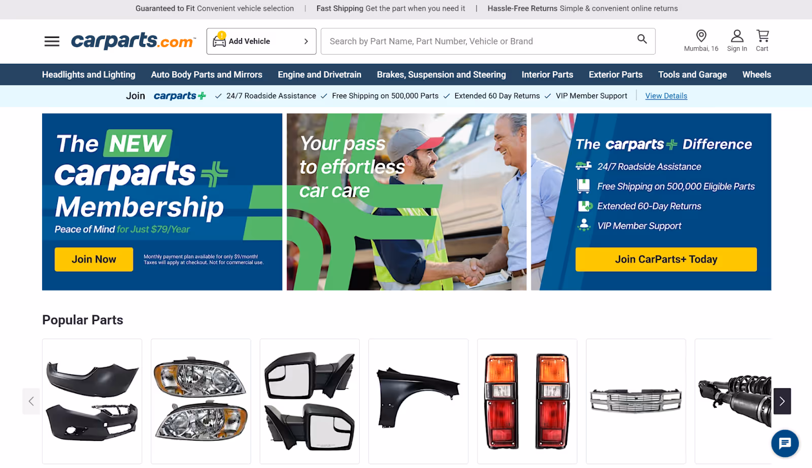 Screenshot von carparts.com