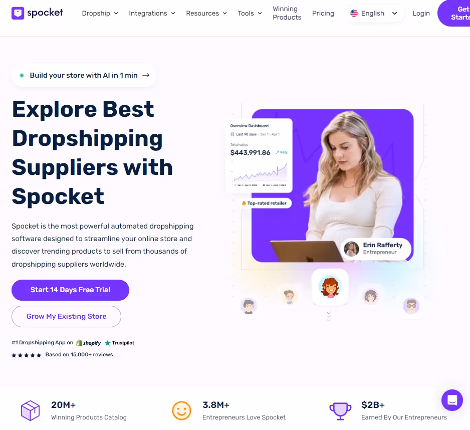 Página principal de Spocket