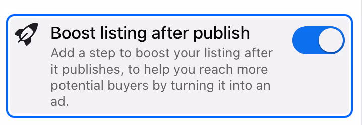 Impulsar el anuncio de Facebook Marketplace