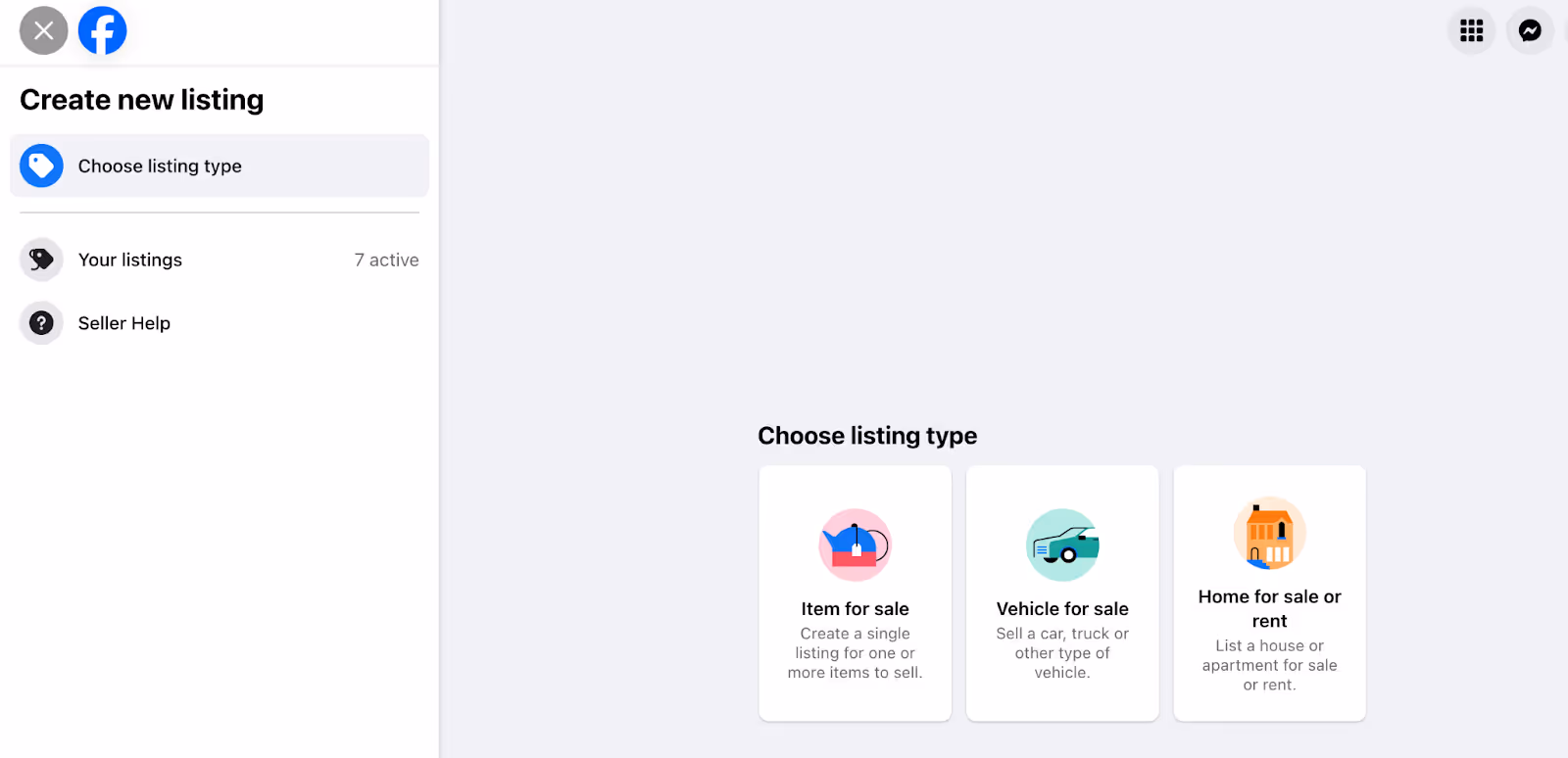 Create a new listing on facebook marketplace