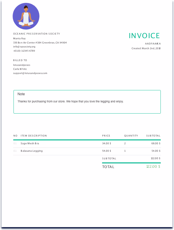 Spocket Branded Invoice