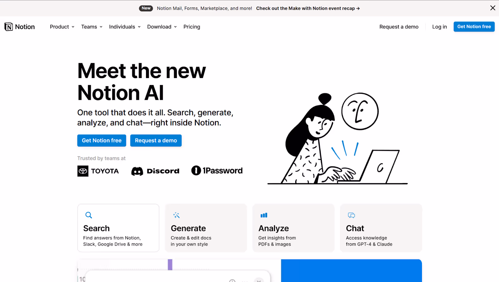 Screenshot of Notion AI