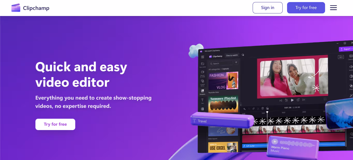 Clipchamp – Meilleur logiciel de montage vidéo gratuit
