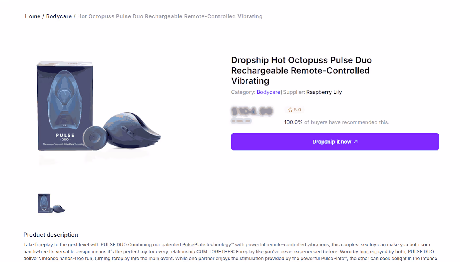 Produit de dropshipping adulte télécommandé