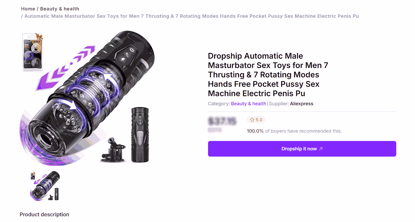 Prodotto Dropshipping per adulti per masturbatore maschile