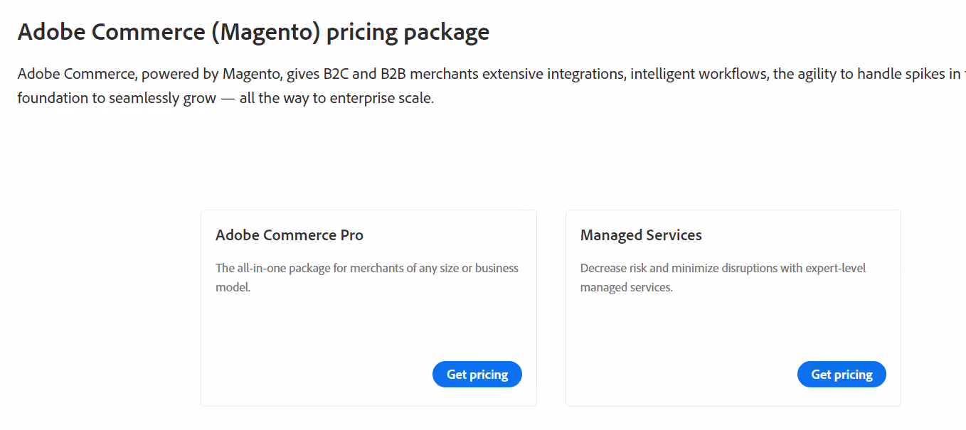 Tarification Adobe Commerce