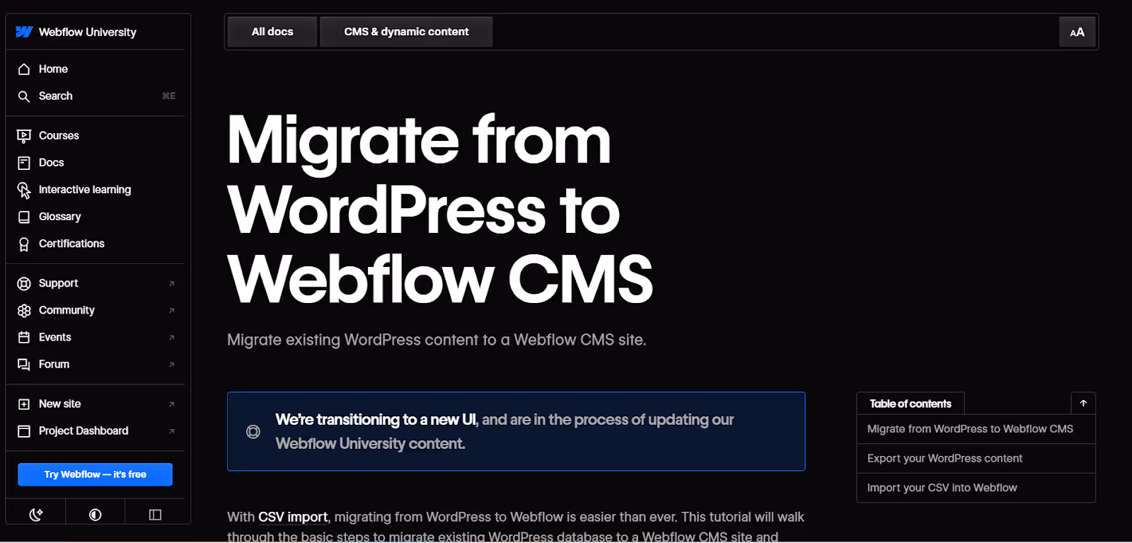 Migration de WordPress vers Webflow