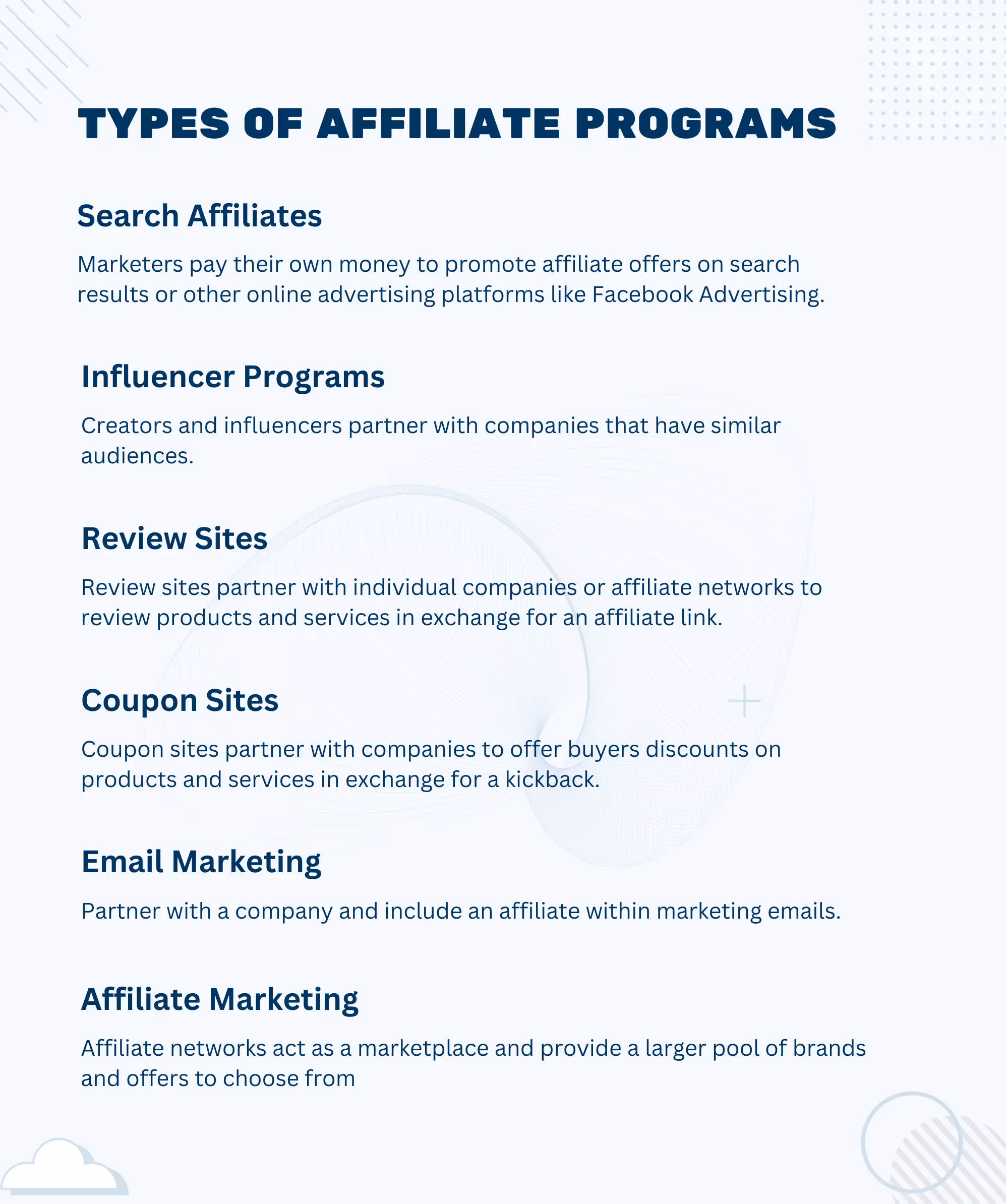 Types de marketing d'affiliation