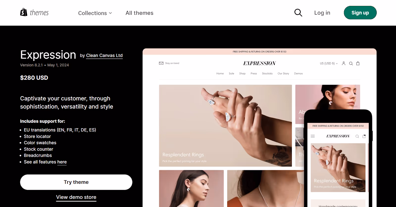 Expression Shopify Jewelry Theme