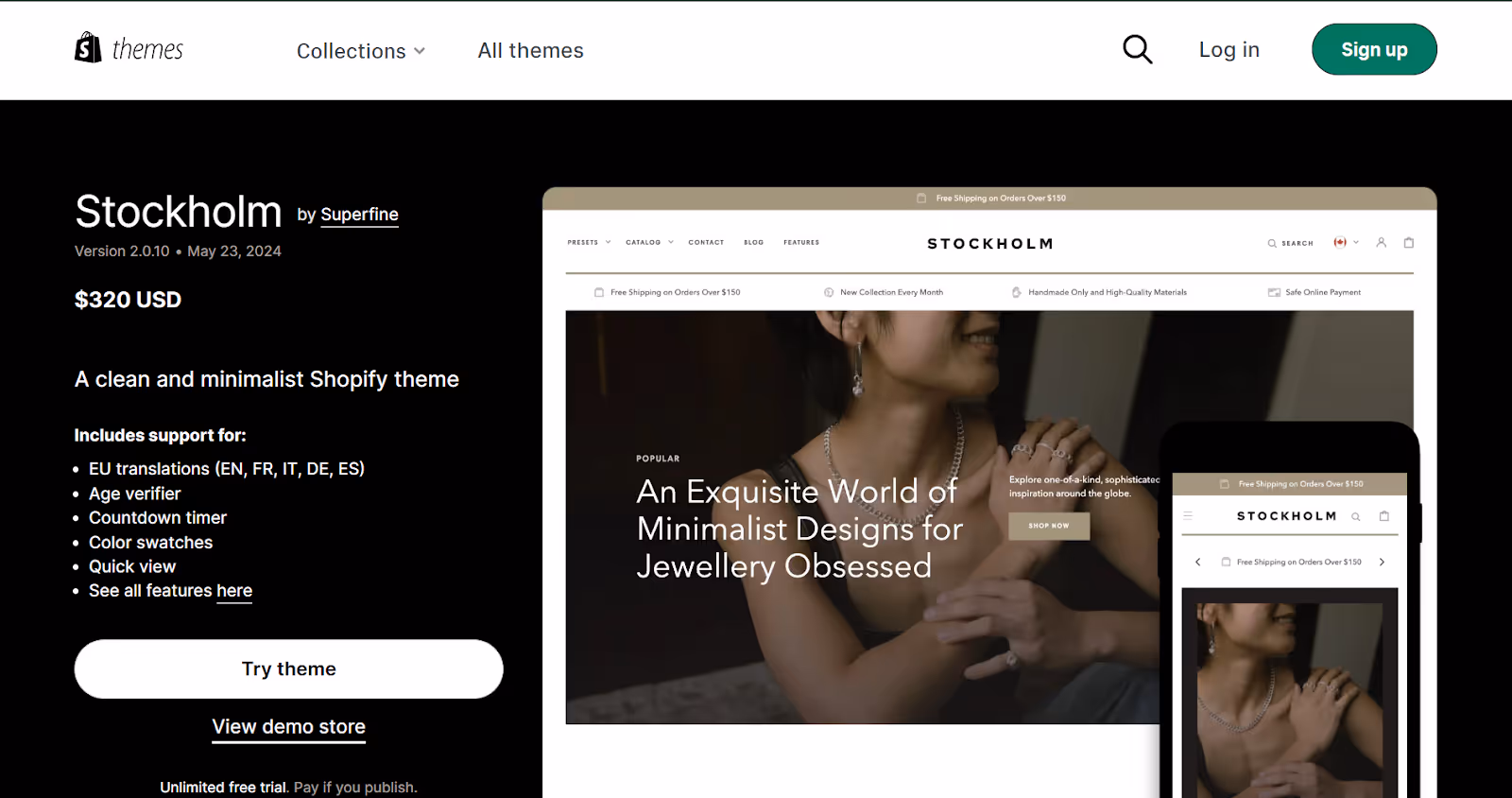 Stockholm Shopify Jewelry Theme