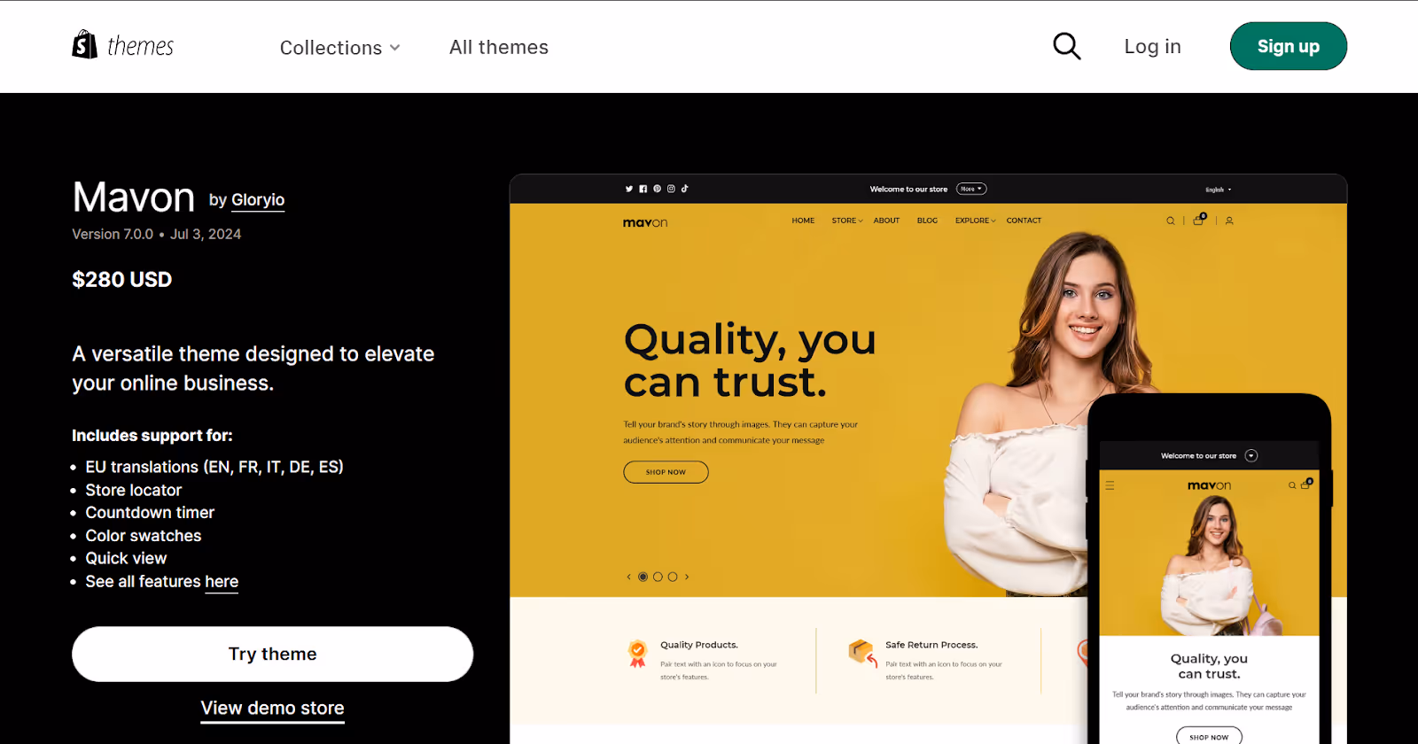 Thème de bijoux Mavon Shopify