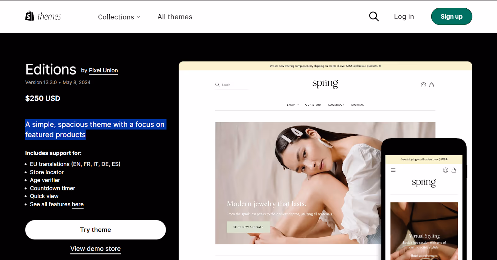 Editions Shopify Jewelry Theme