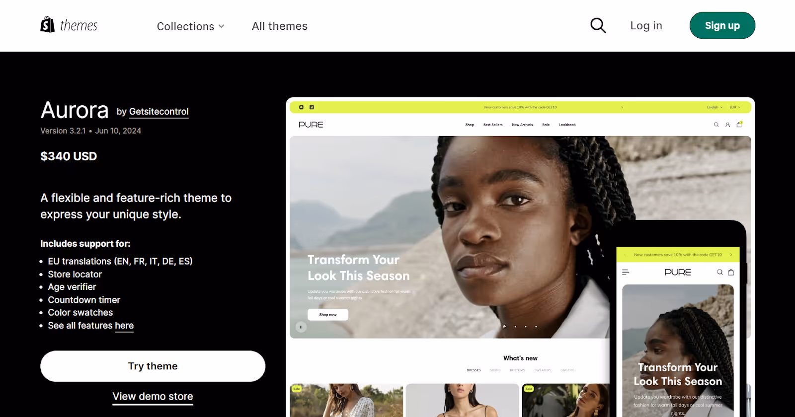 Tema de joyería Aurora para Shopify