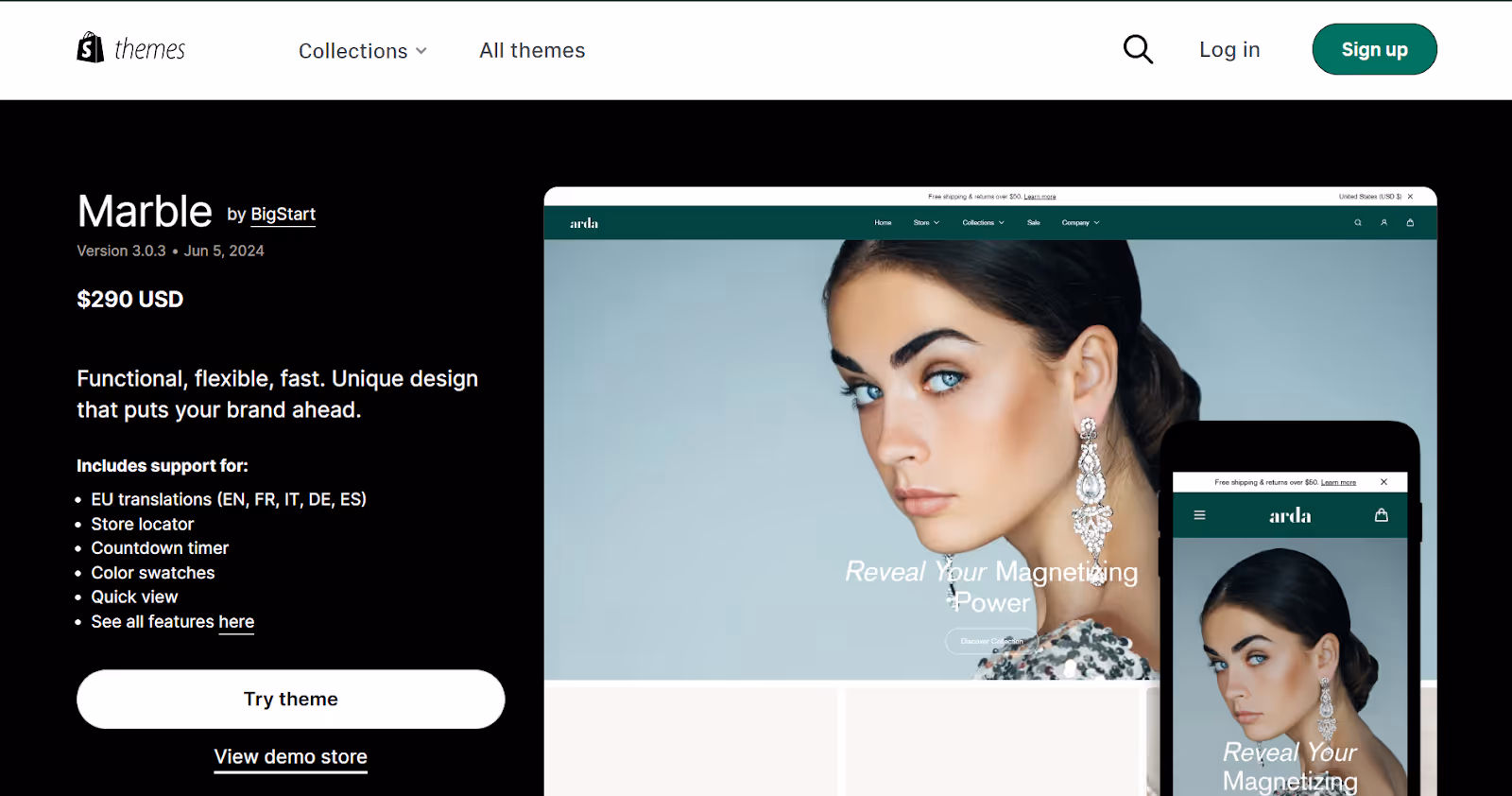 Tema de joyería Marble para Shopify