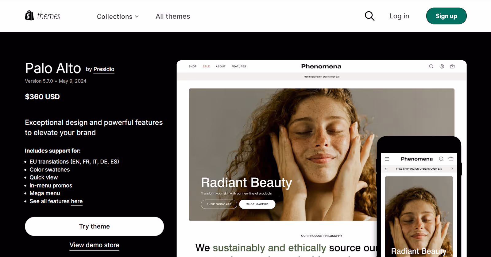 Thème beauté Shopify de Palo Alto