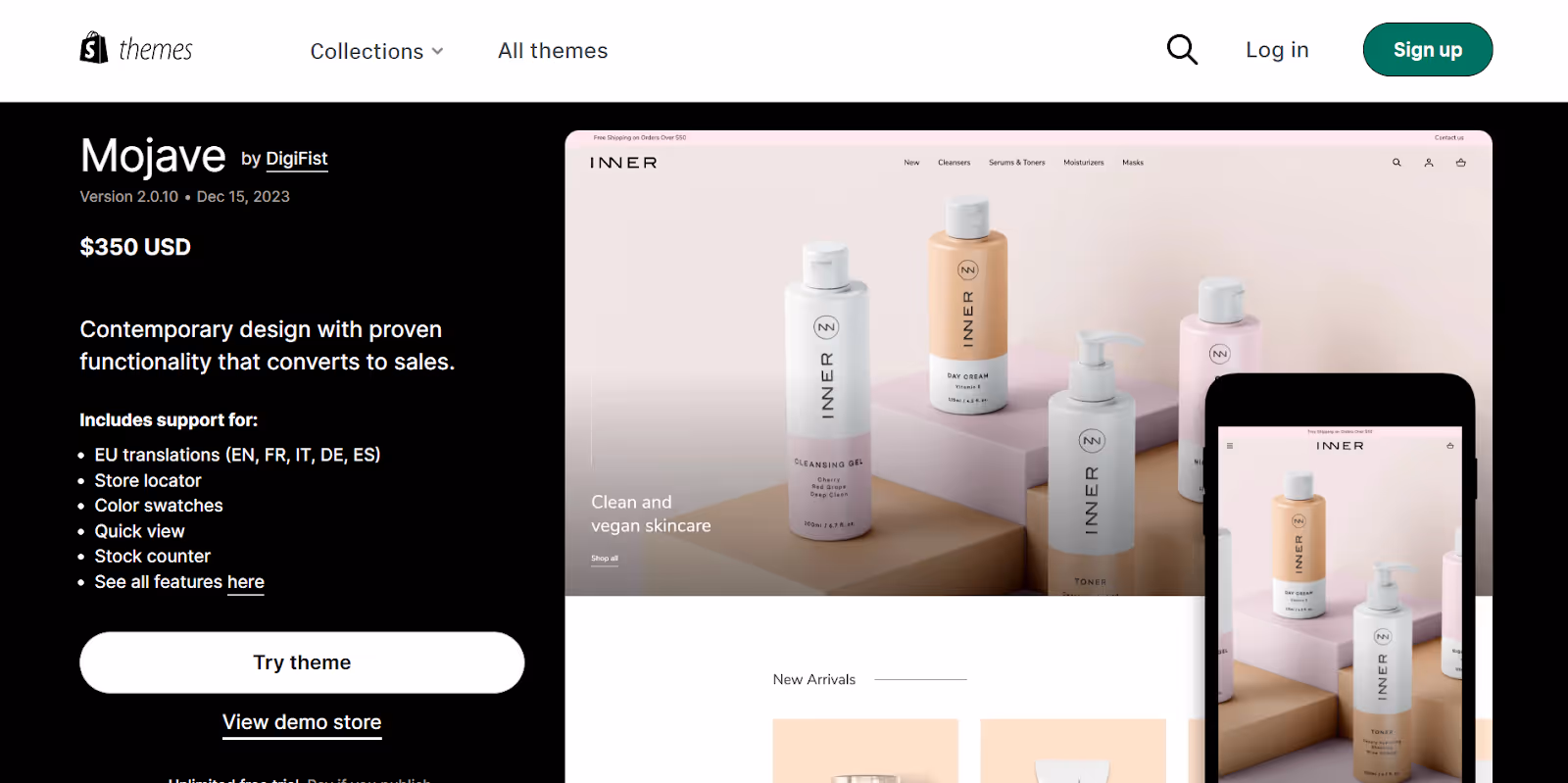 Thème de beauté Mojave Shopify