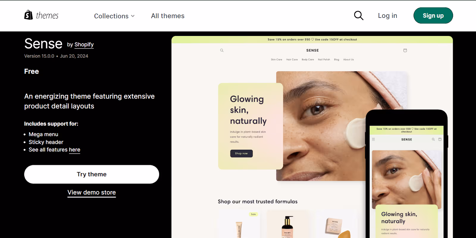 Thème beauté Sense Shopify