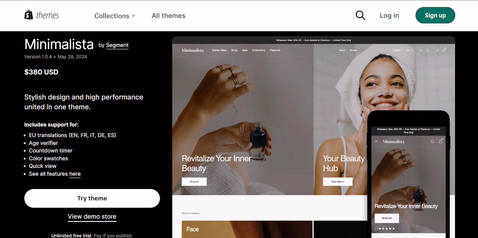 Thème de beauté Shopify minimaliste