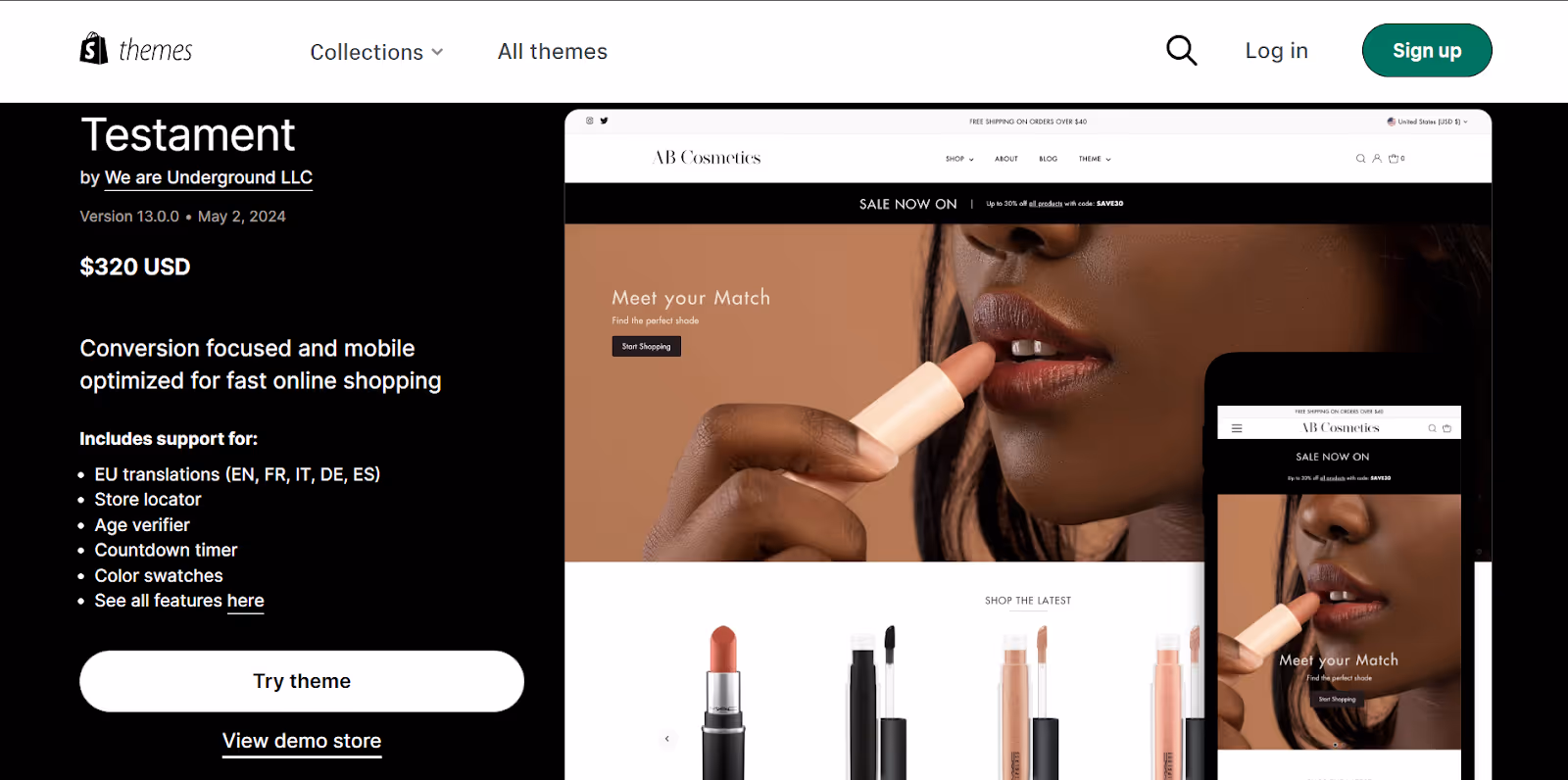 Testament Shopify theme