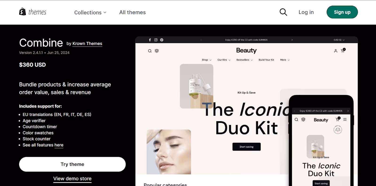 Combine Shopify Beauty Theme