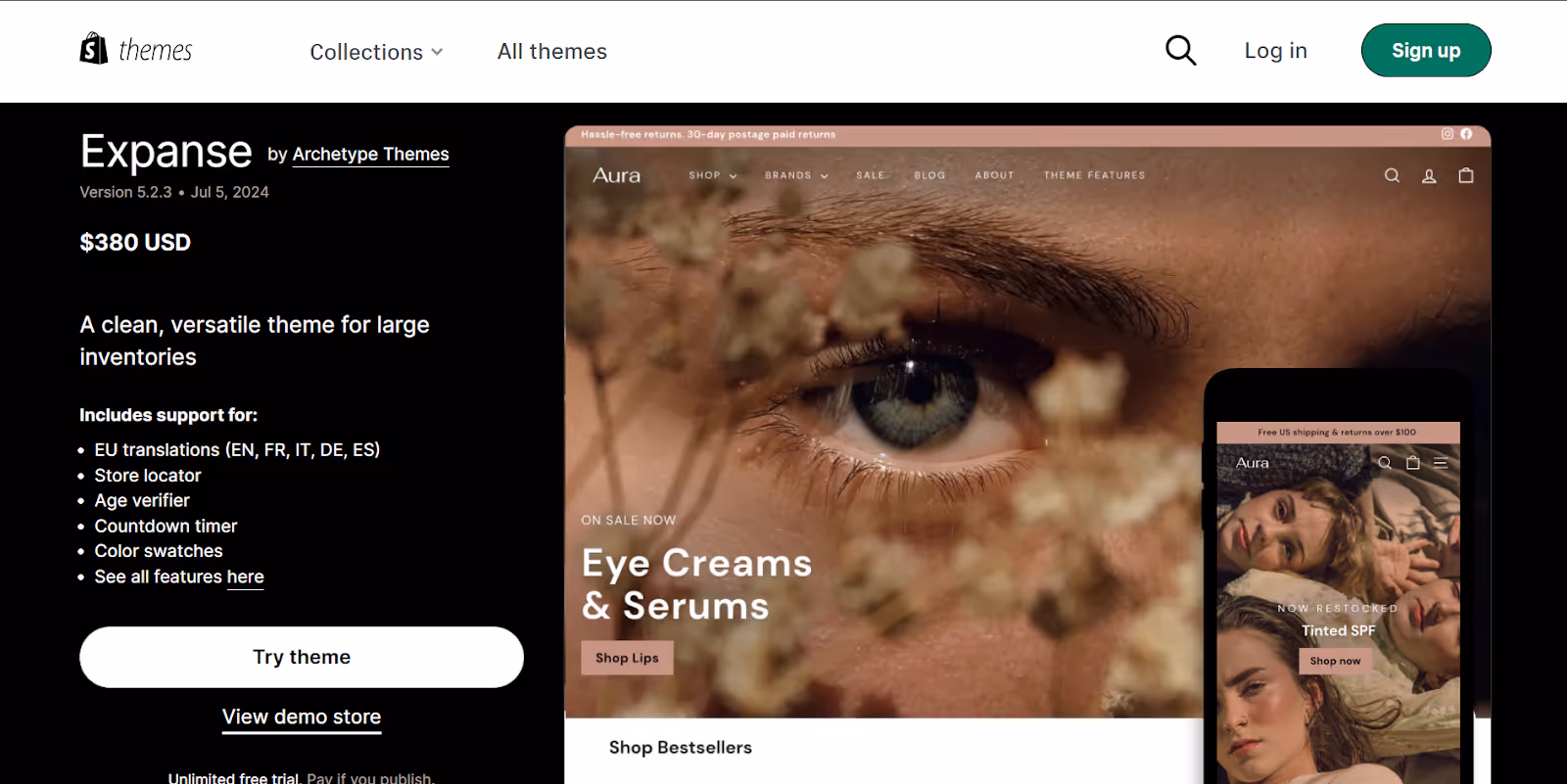 Thème de beauté Expanse Shopify